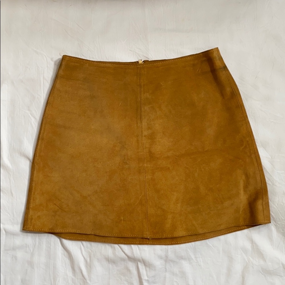 Zara Genuine Leather Zip Up Skirt A Line